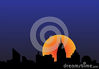 City sunset Vector Illustration