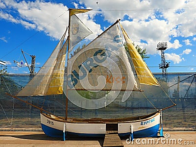 Port of Burgas-Sea view with background,Bulgaria Editorial Stock Photo