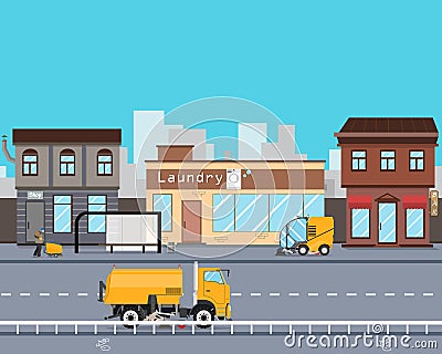 City sweepers Vector Illustration