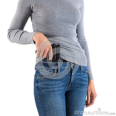 City tactical holster for concealed carrying weapons with a pistol inside Stock Photo