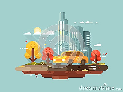 City taxi design flat Vector Illustration