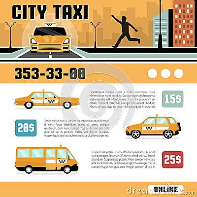 City Taxi Services Web Page Template Vector Illustration