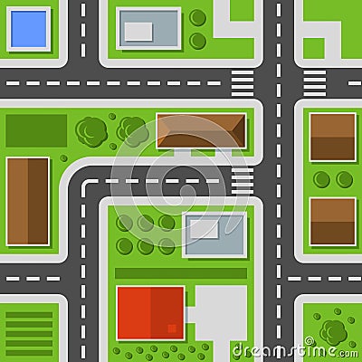 City Top View. Town Map Seamless Pattern. Vector Vector Illustration