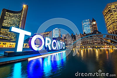 City of Toronto Fountain at Nathan Phillips Square Ontario Canada Editorial Stock Photo