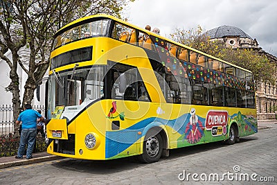 City tour bus in Cuenca Editorial Stock Photo