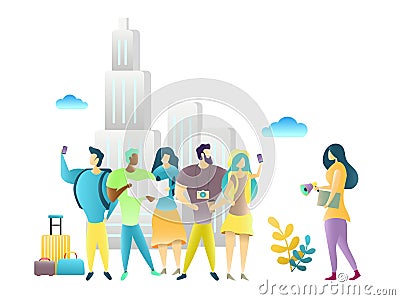 City tour with travel guide, vector illustration Vector Illustration