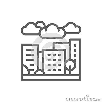 City, town and countryside landscape line icon. Vector Illustration