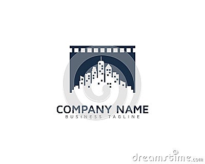 City Town Video Icon Logo Design Element Vector Illustration