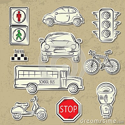 City Traffic Icons Vector Illustration