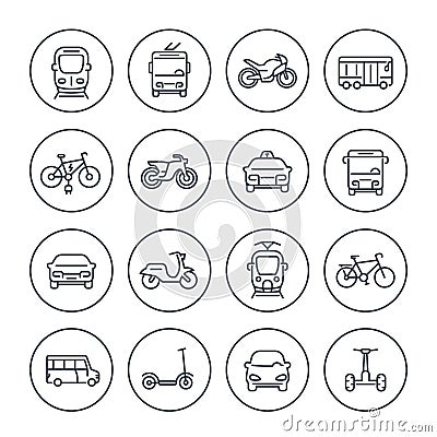 City transport icons set on white Vector Illustration