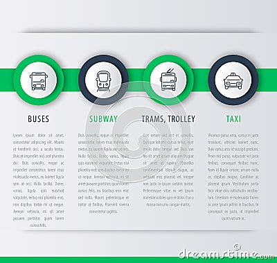 City transport, infographic elements, linear icons Vector Illustration