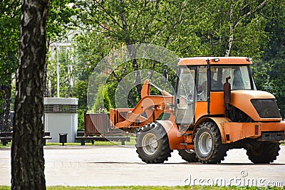 City transport service is engaged in greening city streets for ecology Stock Photo