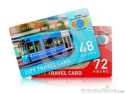 City transport travel ticket cards Cartoon Illustration