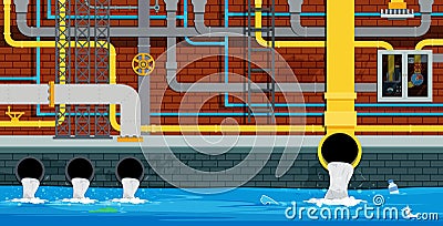 City underground pipe Vector Illustration