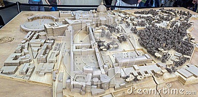 City of Vatican in miniature, wooden model/ layout of city is exposed in Vatican Museum. Editorial Stock Photo