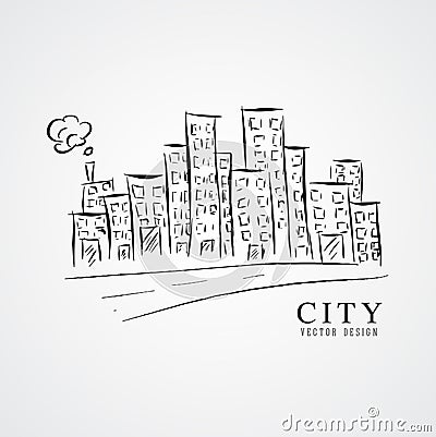 City vector illustration, home outline Vector Illustration