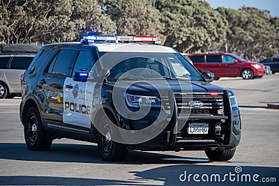 A City of Ventura Police Department Ford Police Interceptor with City Seal at the scene of a search. Editorial Stock Photo