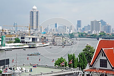 City View of Bangkok from the Chao Phraya river Stock Photo