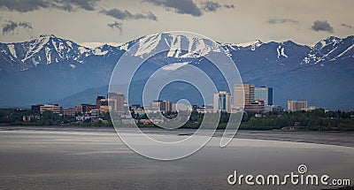 City view of Downtown Anchorage Alaska from viewpoint Editorial Stock Photo