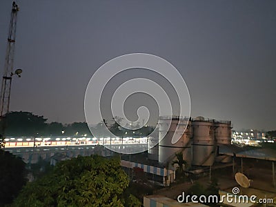 City view at night over the bridge Stock Photo