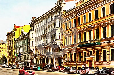 City view on one of the streets of St. Petersburg Stock Photo