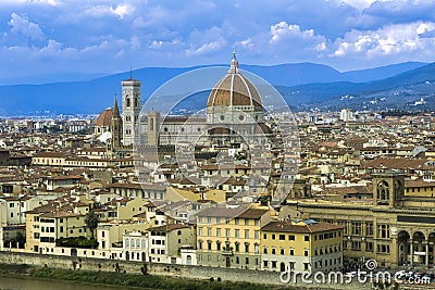 City view over Florence and Duomo Santa Maria del Fiore with Cam Stock Photo
