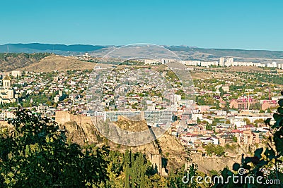 City view. Tbilisi, Georgia. Autumn city landscape. A city among the mountains Stock Photo