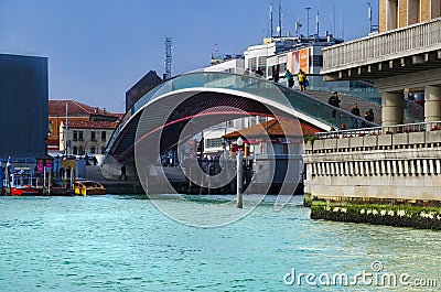 City View of Venice with constitution bridge on grand canal Editorial Stock Photo