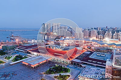 The City view of zhuhai gongbei night Editorial Stock Photo