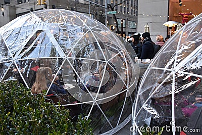 City Winery`s Winter Igloos at Rockefeller Center in Manhattan Editorial Stock Photo