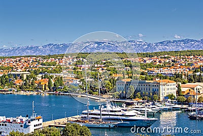 City of Zadar harbor and Velebit mountain Stock Photo