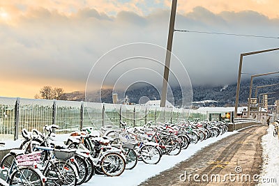 City of Zurich in the wintertime morning Editorial Stock Photo