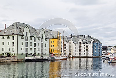 Cityscape Alesund Norway Stock Photo