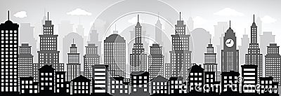 Cityscape (black & white) Vector Illustration