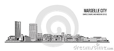 Cityscape Building Abstract shape and modern style art Vector design - Marseille city Vector Illustration