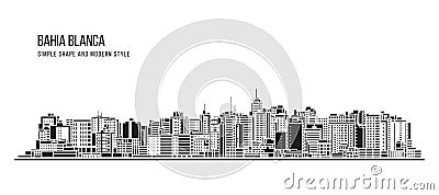 Cityscape Building Abstract Simple shape and modern style art Vector design - Bahia Blanca city Vector Illustration