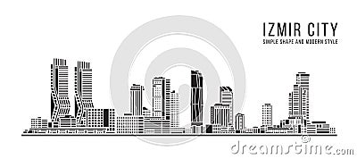 Cityscape Building Abstract Simple shape and modern style art Vector design - Izmir city Vector Illustration