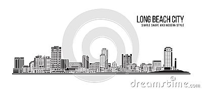 Cityscape Building Abstract Simple shape and modern style art Vector design - Long Beach city Vector Illustration