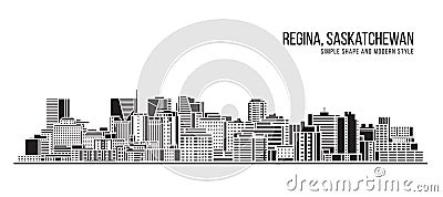 Cityscape Building Abstract Simple shape and modern style art Vector design - Regina, Saskatchewan Vector Illustration