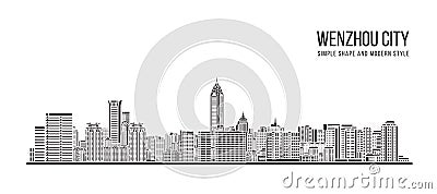 Cityscape Building Abstract Simple shape and modern style art Vector design - Wenzhou city Vector Illustration