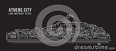 Cityscape Building Line art Vector Illustration design - Athens city Vector Illustration