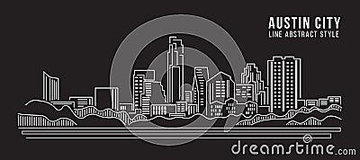 Cityscape Building Line art Vector Illustration design - Austin city Vector Illustration