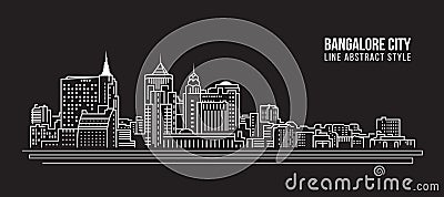 Cityscape Building Line art Vector Illustration design - Bangalore city Vector Illustration