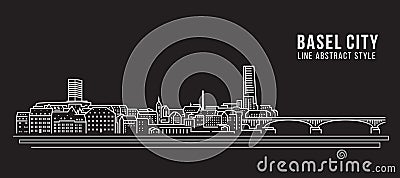 Cityscape Building Line art Vector Illustration design - Basel city Vector Illustration