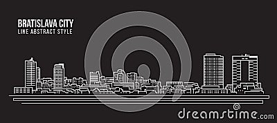 Cityscape Building Line art Vector Illustration design - Bratislava city Vector Illustration