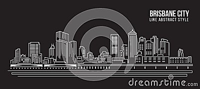 Cityscape Building Line art Vector Illustration design - Brisbane City Vector Illustration