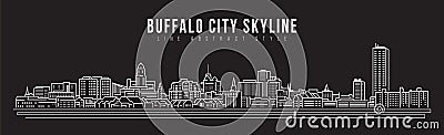 Cityscape Building Line art Vector Illustration design - Buffalo skyline city Vector Illustration