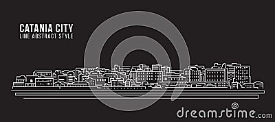 Cityscape Building Line art Vector Illustration design - Catania city Vector Illustration