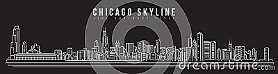 Cityscape Building Line art Vector Illustration design - Chicago skyline Vector Illustration