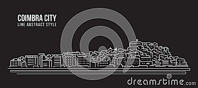 Cityscape Building Line art Vector Illustration design - coimbra city Vector Illustration